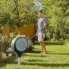 GARDENA (18614-80) 66′ x 1/2′′ Automatic Retractable Garden Hose Reel on Metal Spike, 66′ Outside Garden Hose Length, with 360° Rotation to Reach All Areas of Your Yard