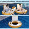 Round Inflatable Floating Dock, Sunchill Float Ring, Hammock Tanning Pool with 4in Woven Fabric, Manual Pump for 1-2 Min Quick Inflate/Deflate, Fits 2-8, Ideal for Lakes, Pools, Oceans
