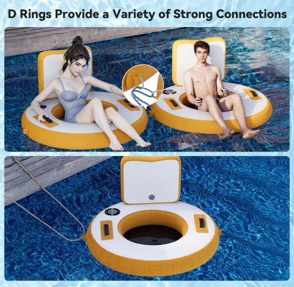 670a528071224f8295d864e392c1fff2 Round Inflatable Floating Dock, Sunchill Float Ring, Hammock Tanning Pool with 4in Woven Fabric, Manual Pump for 1-2 Min Quick Inflate/Deflate, Fits 2-8, Ideal for Lakes, Pools, Oceans