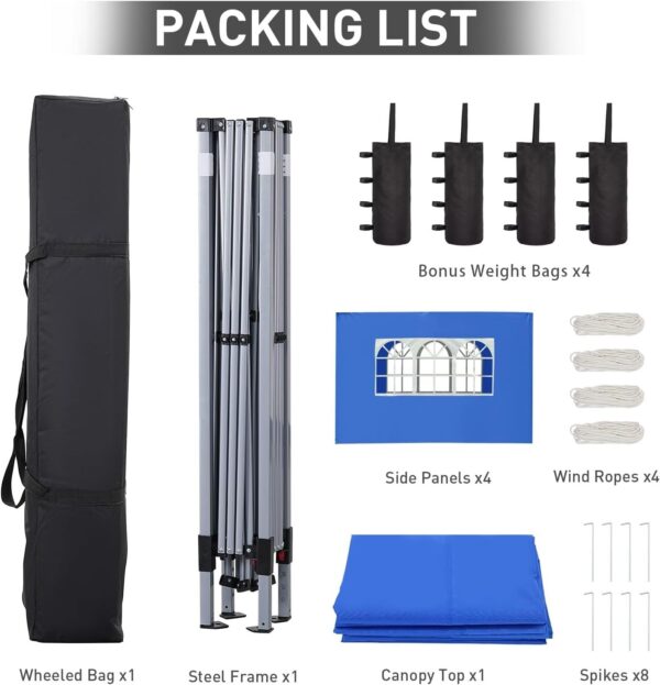67193e75a6c942cebd6c5dd0cd7490fb GDY 10×10 Pop Up Canopy Tent, Outdoor Canopy Tent, Patio Tent,Commercial Instant Gazebos,4 Sidewalls, Portable Shelter Canopies, with 4 sandbags, Blue.