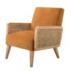 Upholstered Accent Chair with Rattan Arms