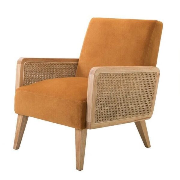 671ec1e8ec5a46c3a62378ab1156d3bd Upholstered Accent Chair with Rattan Arms