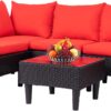 Patio Furniture Set 4 Pieces Outdoor Rattan Chair Wicker Sofa Garden Conversation Bistro Sets for Yard (Brown)