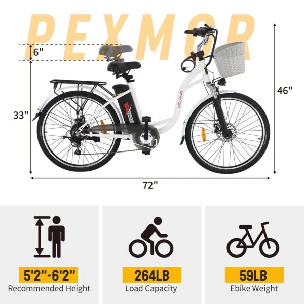 6789e178ca6d44568fe8b4170edac75e 350W Electric Commuter Bike for Adults, 26′′ Cruiser Ebike with 36V 12.5AH Removable Battery, Shimano 6-Speed, Dual Shock Absorber, Basket