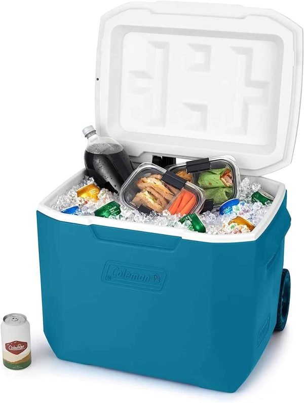 Chiller Series 60qt Wheeled Insulated Portable Cooler, Ice Retention Hard Cooler with Heavy Duty Wheels and Handle