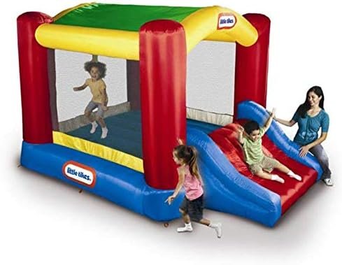67e5be9f70174fcc93bad29ed602a995 Little Tikes Jump ‘n Slide Inflatable Bouncer Includes Heavy Duty Blower With GFCI, Stakes, Repair Patches, And Storage Bag, for Kids Ages 3-8 Years