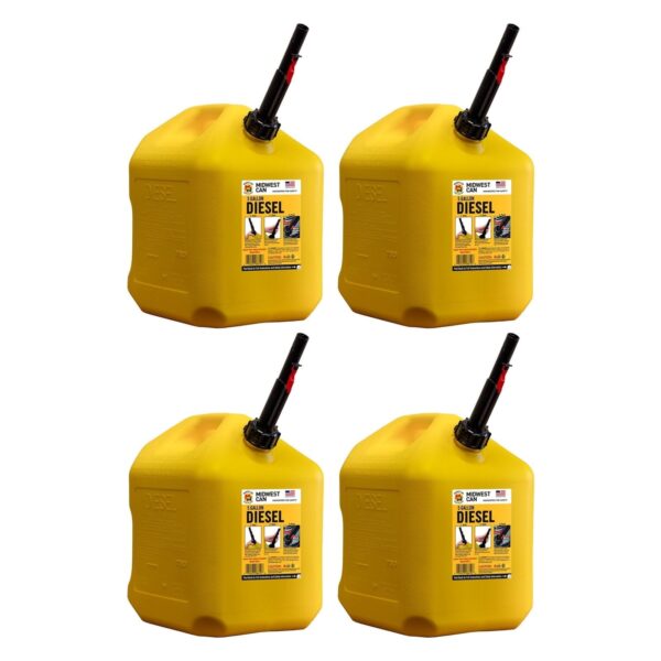 67f270e9531b4a849e28c28470991a0f Midwest Can Company 5 Gallon Diesel Can Fuel Container w/ Auto Shut Off (4 Pack)