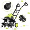 Electric Tiller, YERYORK 15-Amp 18-Inch Width 9-Inch Depth Corded Tiller Cultivator 24 Durable Steel Tines Gardening Tiller with Adjustable Wheels Foldable Handle for Easy Soil Cultivation