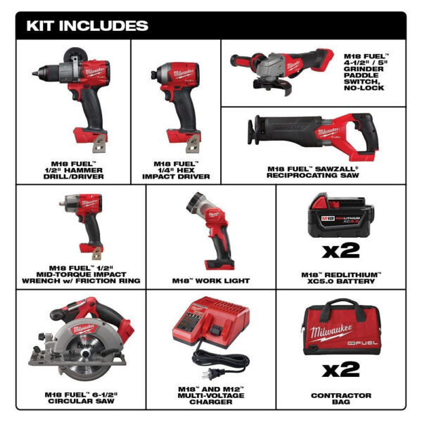 683b7db7598547d78e9a8631e587cb58 18V M18 FUEL Lithium-Ion Brushless Cordless 7-Tool Combo Kit 5.0 Ah