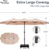 15ft Patio Umbrella Double-Sided Outdoor Market Extra Large Umbrella with Crank, Umbrella Base Included (Dark Red)