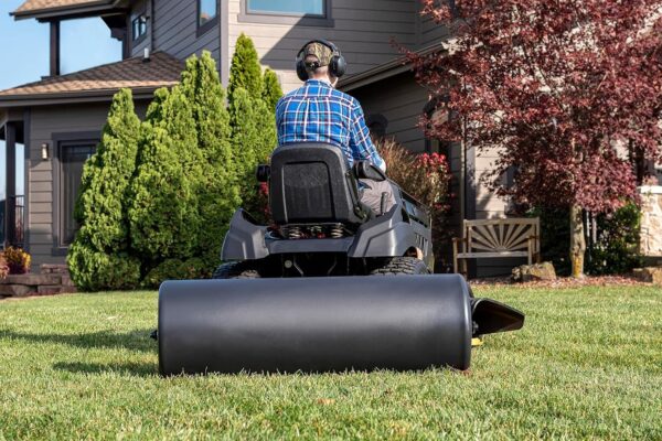 Agri-Fab 45-0604 18′′ x 48′′ Tow Behind Poly Lawn Roller 550 lbs Weight with Water, Poly Drum and Steel Frame, with Plug. Designed for Lawn and Garden Tractors