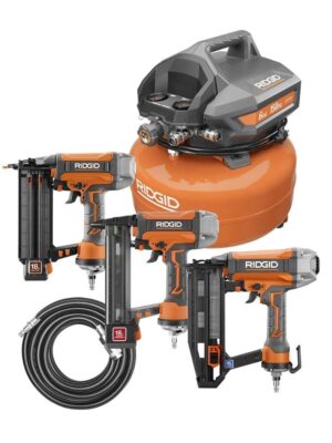 6 Gal. Portable Electric Pancake Air Compressor w/ 18GA Brad Nailer, 16GA Straight Finish Nailer, & 18GA Finish Stapler R69603FK