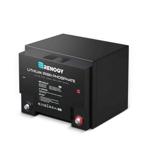 Renogy RBT2425LFP-US 24-Volt 25Ah LiFePO4 Deep Cycle Lithium Battery, Over 2000 Cycles, Backup Power Perfect for Off-Grid