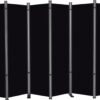RANTILA 3 Panel Privacy Screen, 6 Ft Tall Folding Privacy Screen Room Dividers, Freestanding Room Partition Wall Dividers, 102”W x 20”D x 71”H, Black