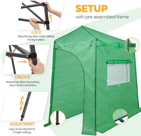 696957f35e9344bfba5a37aed6c8733a EAGLE PEAK 6×4 Portable Walk-in Greenhouse, Pop-up Indoor Outdoor Garden Green House, Zippered Door and Windows, PE Cover, White