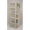 5-Drawer Plastic Storage Unit with Clear Drawers in White (2 Pack)
