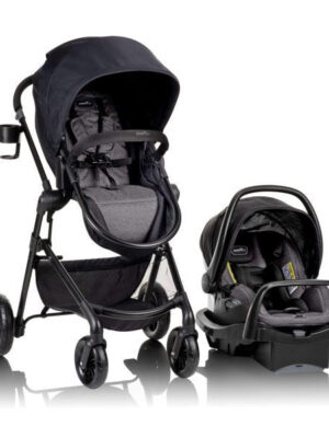 Evenflo Pivot Modular Travel System with LiteMax Infant Car Seat with Anti-Rebound Bar (Casual Gray)