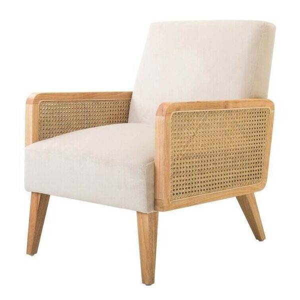 69de723759ed443b8e8204db474b135f Upholstered Accent Chair with Rattan Arms