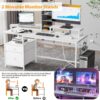 Furologee Computer Desk with Drawer and Power Outlets, 47′′ Office Desk with 2 Monitor Stands and Fabric File Cabinet, Writing Gaming Table with Shelves and 2 Hooks for Home Office, Rustic Brown