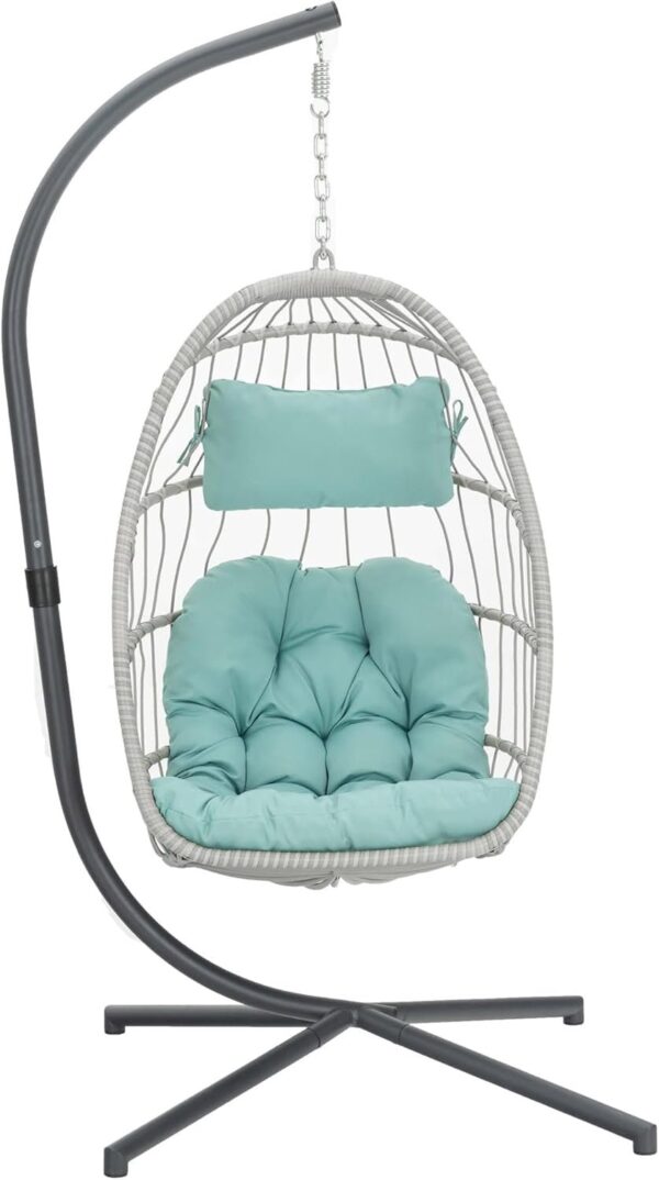 6a04c113cb50479d9918ea54f5de84c3 Yechen Indoor Outdoor Egg Hanging Chair with Stand, Patio Wicker Swing Egg Chair Indoor Swinging Chair Outdoor Hammock Egg Chair 350lbs Capacity for Patio Bedroom Balcony, Charcoal Grey (EG-001)