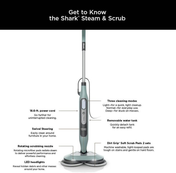 Steam Pickup 3-in-1 Steam Mop Picks Up Debris, Deep Scrubs, & Steam Sanitizes – All At Once, Lightweight Steam Cleaner for Home with Sealed Hard Floors like Hardwood, Tile & Laminate, SD201