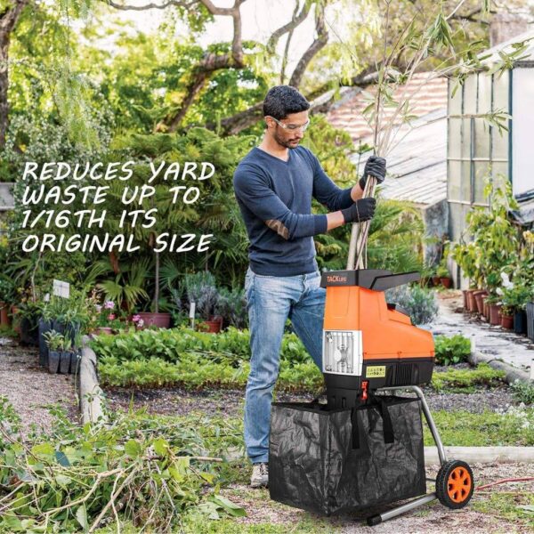 Wood Chipper, 15-Amp Garden Shredder, 60L Collection Bag – Tkws01a