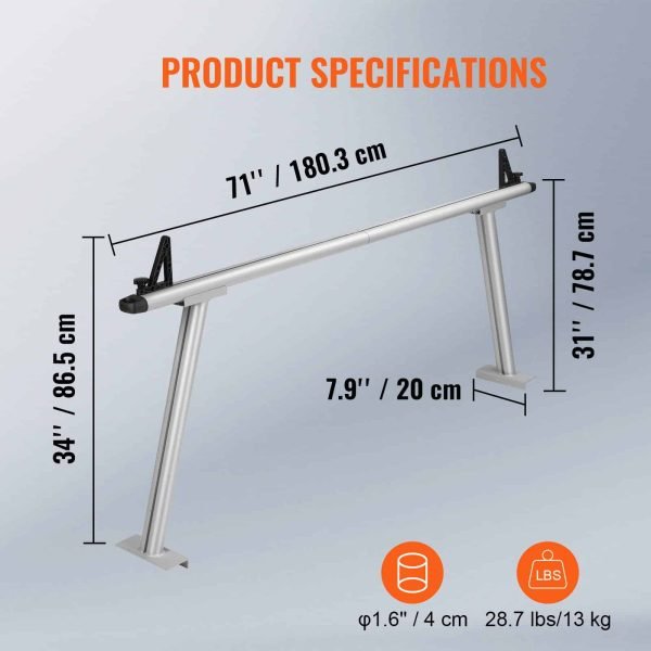 BENTISM Truck Rack 71 x31 Size 800 lbs Capacity Pick up Truck Ladder Truck Bed Rack with Adjustable Tie-downs for Kayak