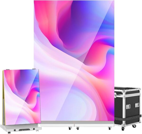80′′ P1.86 Flexible Spliceable LED Poster Display – USB Plug-and-Play, Mobile & PC Remote Control, Digital Signage Advertising Screen (Silver, 1-Pack)