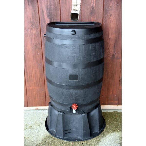 6b2119d1b16c49dfb9fec253e97b85a9 RTS Home Accents 50 Gal. Rain Barrel Black Colour with Plastic Spigot