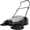 Walk-Behind Outdoor Hand Push Floor Sweeper – 5.25 Gallon Capacity – 25.5′′ Sweeping Width – Sweeps up to 27,900 ft2 / Hour, Grey