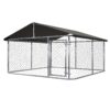 Outdoor Dog Kennel Dog Cage Dog Playpen Dog Fence Chicken Coop Hen House Heavy Duty Pet Playpen with Large Galvanized Chain Link with UV and Water Resistant Black Proof Cover