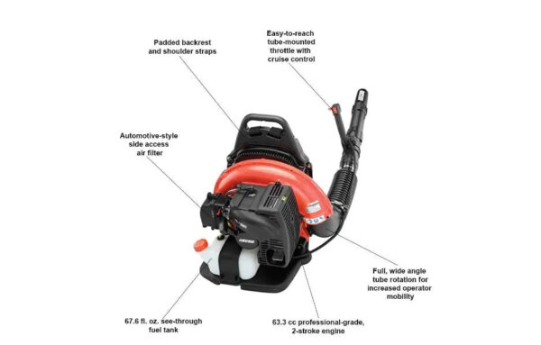 6b95a81e40524c4089b7c5178c0c9b18 233 MPH 651 CFM 63.3cc Gas 2-Stroke Cycle Backpack Leaf Blower with Tube Throttle