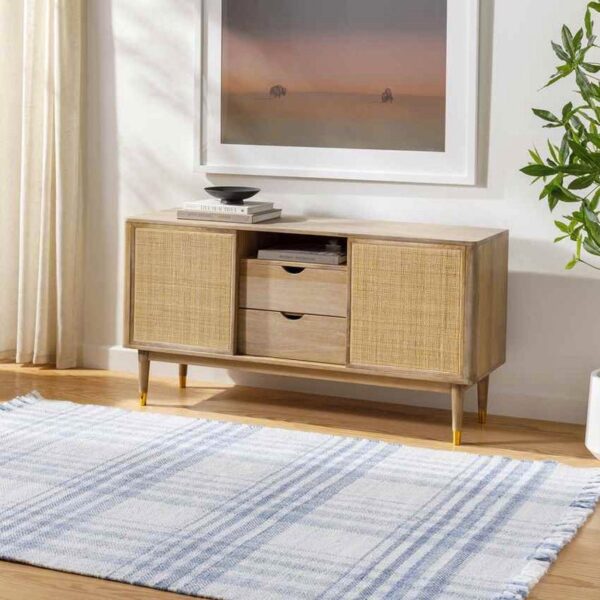 Sky Blue Fiber Rug