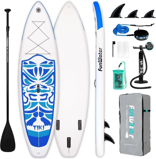 6bdb538b77bd4262b38116017dbc5f4e FunWater Inflatable Ultra-Light Stand Up Paddle Board for All Skill Levels with Premium SUP Paddleboard Accessories,Non-Slip Comfort Deck for Youth & Adults