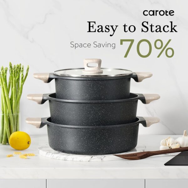 22pcs Pots and Pans Set Nonstick, Cookware Set White Granite Induction Kitchen Cooking Set w/Frying Pans & Saucepans& Grill Pan(PFOS, PFOA Free)