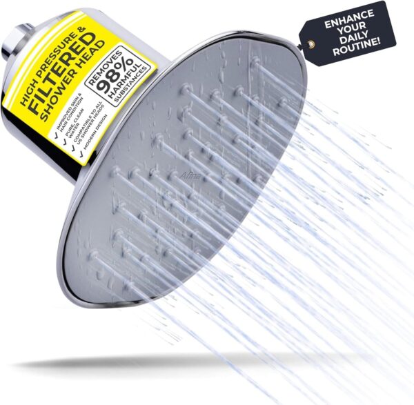 High Pressure Filtered Shower Head – Advanced Filtration for Hair, Skin & Nails – Reduces Itchiness, Blemishes, Dryness – Easy Install & Universal Fit with Long-Lasting Filters (Chrome)