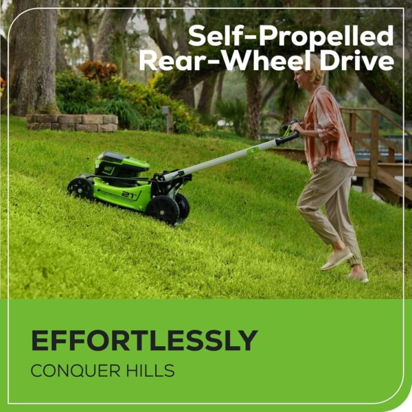 6c847bd6459048929d785e755fc1b08e 60V 21” Cordless (Self-Propelled) Lawn Mower , 2 x 4.0Ah Batteries and Dual Port Rapid Charger