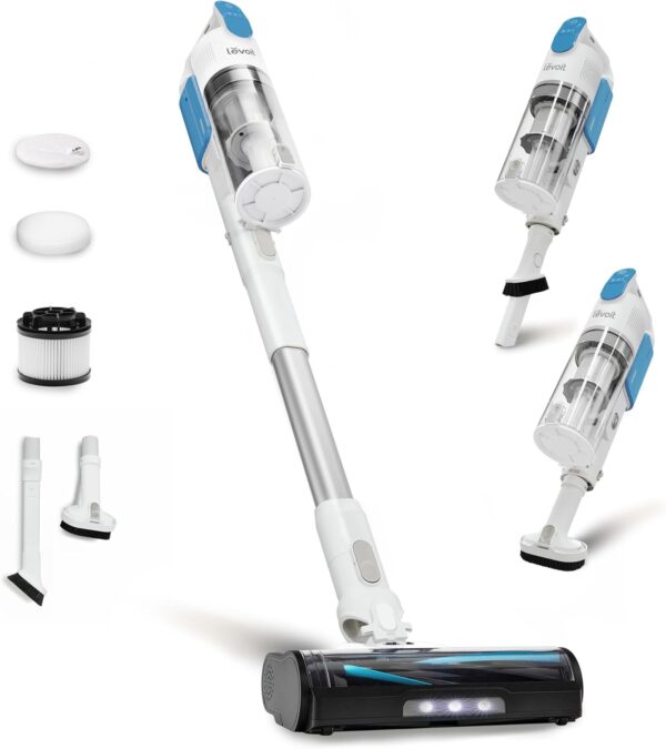 Cordless Vacuum Cleaner, Stick Vac with Tangle-Resistant Design, Up to 50 Minutes, Powerful Suction, Rechargeable, Lightweight, and Versatile for Carpet, Hard Floor, Pet Hair, LVAC-200