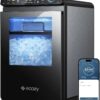 ecozy Nugget Ice Maker Countertop, Smart Pebble Ice Machine with APP Control, 44 lbs/24H Soft Pellet Chewable Ice with Self-Cleaning, Stainless Steel