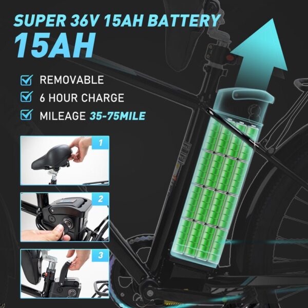 BK3M 500W Electric Bike, 26′′x3.0′′, 36V/15Ah, Shimano 7-Speed, Carbon Steel, IP54 Waterproof