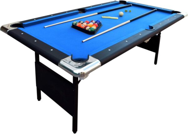 6ea7515109754966bb3689681b2f7820 Hathaway Fairmont 6 Ft Portable Pool Table, Adults Folding Billiards Tables for Game Room with Easy Foldable Storage, Includes Full Set of Billiard Balls, Cues, Chalk & Brush