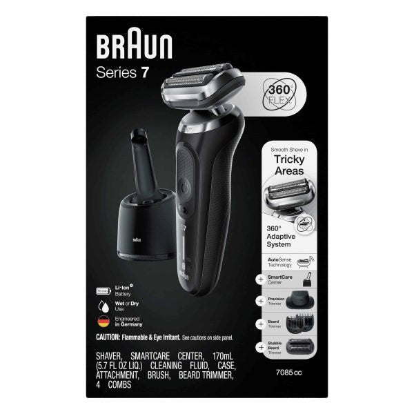 Braun Series 7 7085cc Flex Rechargeable Wet Dry Men s Electric Shaver with Clean Charge Station, Stubble Beard Trimmer