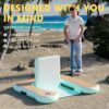 Round Inflatable Floating Dock, Sunchill Float Ring, Hammock Tanning Pool with 4in Woven Fabric, Manual Pump for 1-2 Min Quick Inflate/Deflate, Fits 2-8, Ideal for Lakes, Pools, Oceans