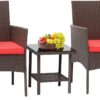 Patio Furniture Set 4 Pieces Outdoor Rattan Chair Wicker Sofa Garden Conversation Bistro Sets for Yard (Brown)