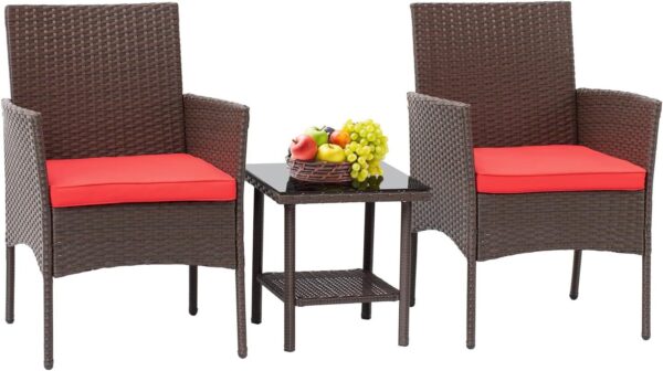 Patio Furniture Set 4 Pieces Outdoor Rattan Chair Wicker Sofa Garden Conversation Bistro Sets for Yard (Brown)
