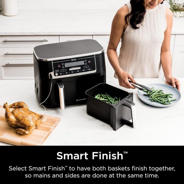 6f63b6230bff4390a5b83d3d68cb67c0 DZ401 Foodi 10 Quart 6-in-1 DualZone XL 2-Basket Air Fryer with 2 Independent Frying Baskets, Match Cook & Smart Finish to Roast, Broil, Dehydrate for Quick, Easy Family-Sized Meals, Grey