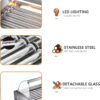 1670W Commercial Hot Dog Rollers,11 Rollers 30 Hotdog Roller Grill,Stainless Steel Hot Dog Machine With Dust Cover,Hot Dog Roller Machine With Dual Temp Control And Led Light/Detachable Drip Tray