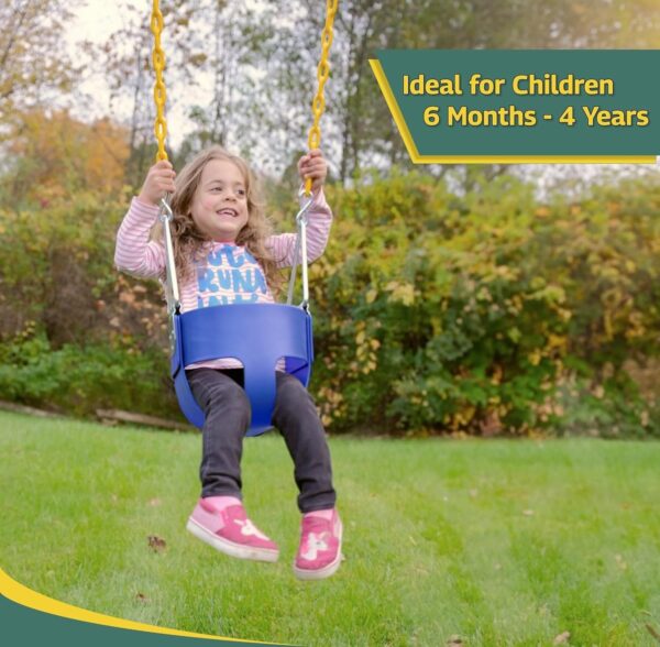 Eastern Jungle Gym Heavy-Duty High Back Full Bucket Toddler Swing Seat | Coated Swing Chains Fully Assembled | Green Swing Set Accessory