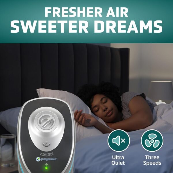 GermGuardian 5-In-1 HEPA Air Purifier for Home, Large Rooms Up To 915 Sq. Ft. with HEPA Pet Air Filter, UV-C Light & Odor Reduction, AC5250PT, 28′′ Tower, Black