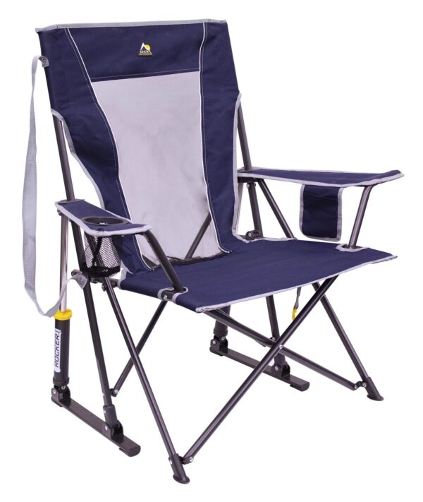 Outdoor Comfort Pro Rocker Foldable Rocking Camp Chair, Indigo